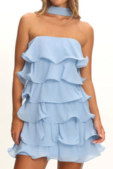 Love Note Strapless Layered Mini Dress Blue