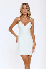 Her Pure Glow Tweed Mini Dress White