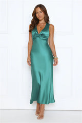 Best Yet Satin Maxi Dress Emerald