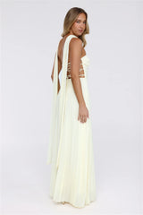 Sugar Babe Strapless Pleated Maxi Dress Yellow