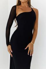 After Dark Luxury One Shoulder Maxi Dress Black