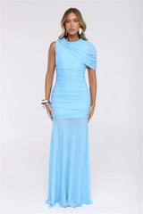 Dress Code Icon Mesh Maxi Dress Blue