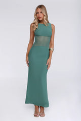 The New Standard Mesh Midi Dress Teal