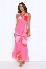 Crystal Gardenia Maxi Dress Pink