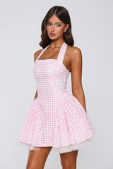 Enchanted Lily Gingham Mini Dress Blush