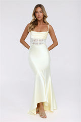 Silker Moments Satin Maxi Dress Yellow