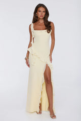 Fluttering Petals Maxi Dress Yellow