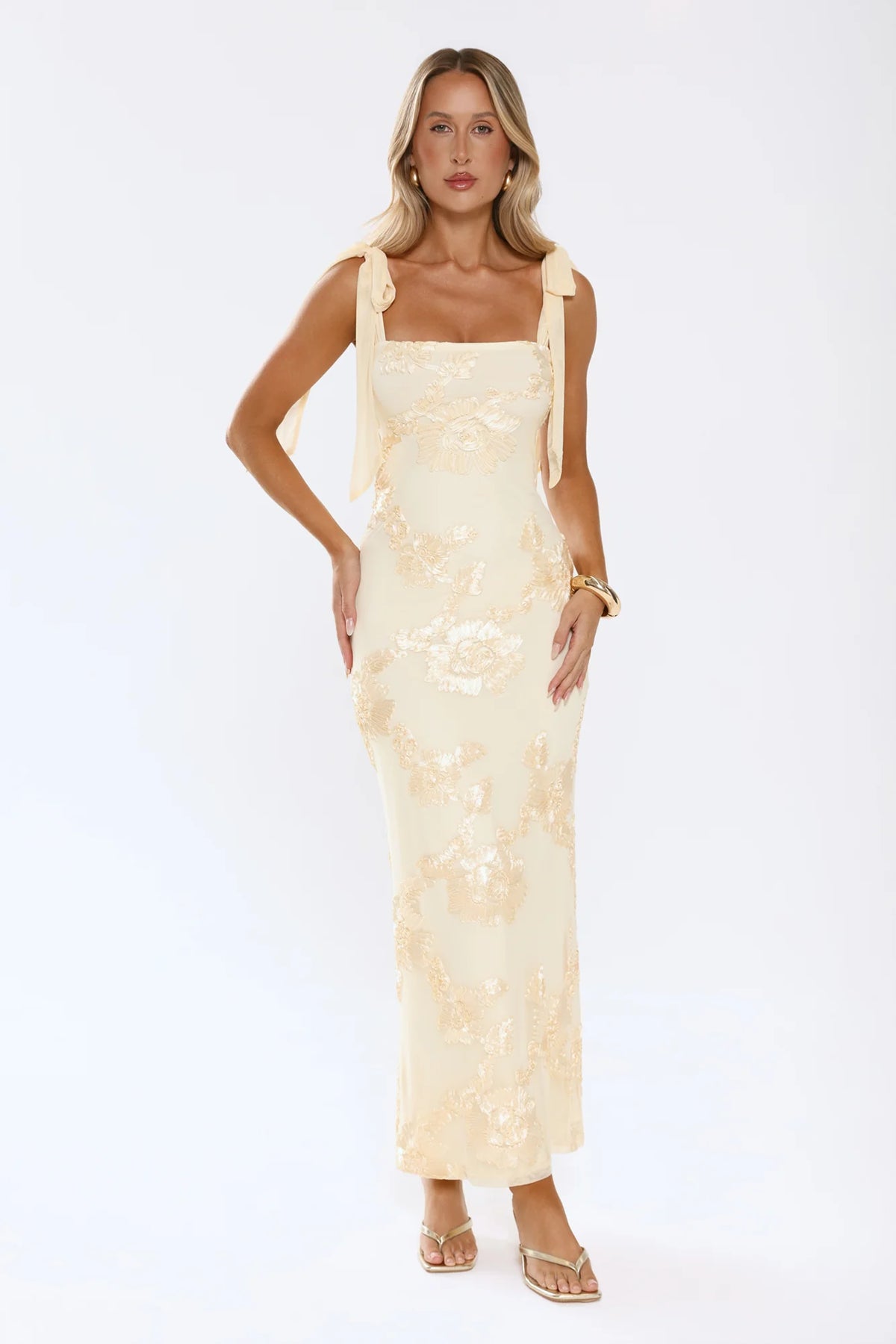 Dear Me From Me Mesh Maxi Dress Yellow