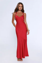 Spotlight Energy Satin Maxi Dress Red
