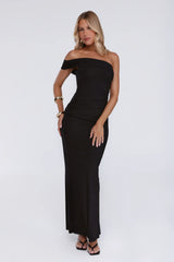 Wild Whimsy One Shoulder Mesh Maxi Dress Black