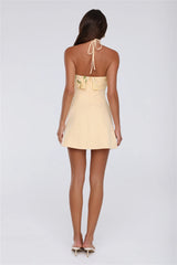 It Girl Uniform Halter Mini Dress Yellow