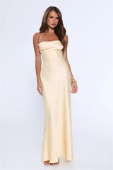 Evening Energy Satin Maxi Dress Yellow