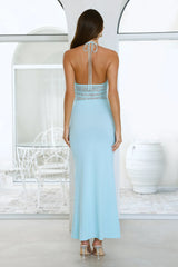 Feel Indulgent Lace Halter Maxi Dress Aqua