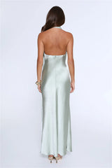 In My Moment Halter Satin Maxi Dress Sage