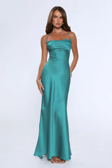 Evening Energy Satin Maxi Dress Green