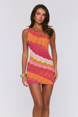 Style Of The Times Knit One Shoulder Mini Dress Multi