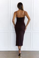 Glitter Corset Midi Dress Brown