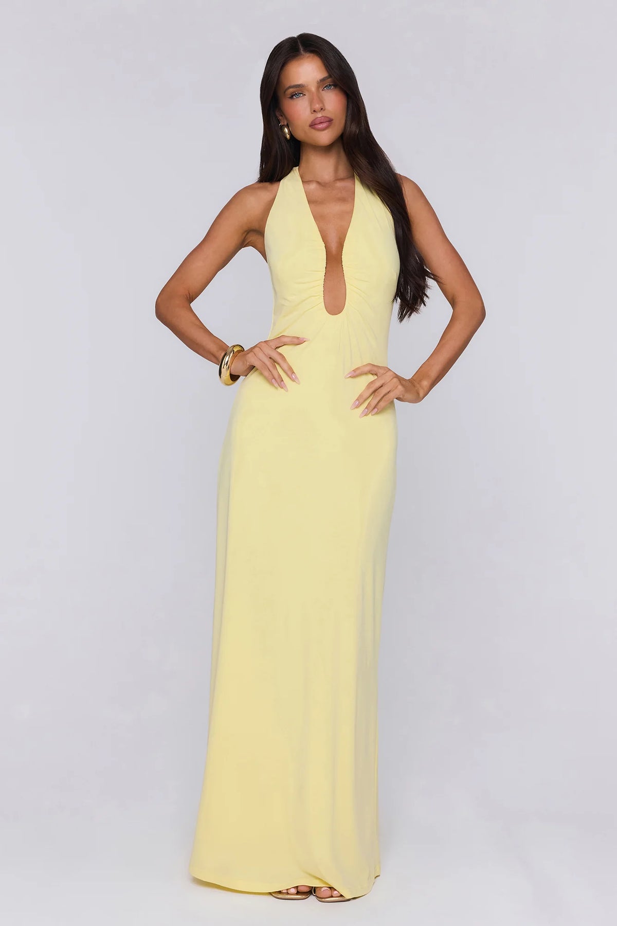 Style Protocol Halter Maxi Dress Yellow