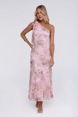 Pretty Whispers One Shoulder Maxi Dress Pink