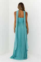 Sweetheart Pleated Scarf Maxi Dress Mint