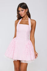Enchanted Lily Gingham Mini Dress Blush