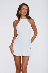Sparkling Daylight Halter Maxi Dress White