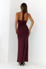 Always That Girl Halter Maxi Dress Burgundy