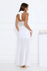 Elevated Hour Glow Halter Maxi Dress White
