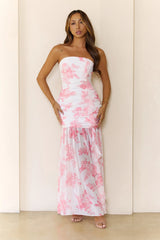 Daytime Statement Strapless Maxi Dress Pink