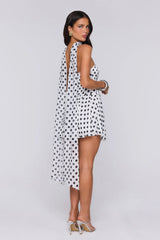 Twirl In Dots Polka Dot Mini Dress White