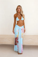 Sunlit Oasis Mesh Maxi Skirt Blue