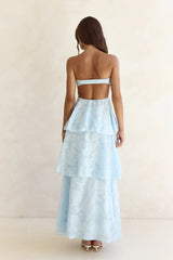 Know Your Heart Strapless Maxi Dress Blue