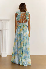 She’s The Edit Frill Lace Up Maxi Dress Multi