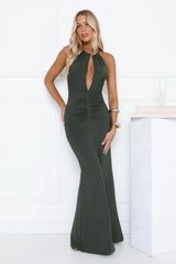 Go All Out Halter Maxi Dress Forest Green