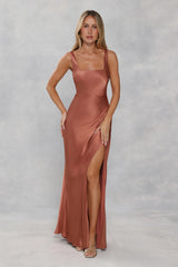 The Evelina Satin Maxi Dress Bronze