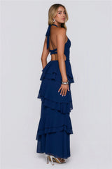 Power Glow Halter Maxi Dress Navy