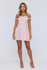 Lasting Impressions Off Shoulder Mini Dress Pink