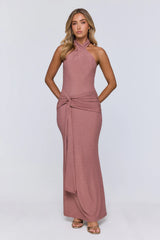 Glitter Through Twilight Halter Maxi Dress Pink