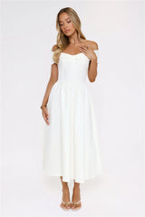 Worth It Always Off Shoulder Midi Dress White