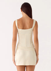 Posy Satin Top - Ivory