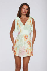 Floral Fling Mini Dress Green