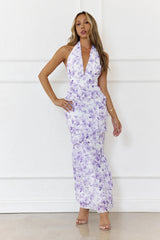Flirty Blooms Halter Maxi Dress Purple