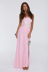Shine Into Midnight Strapless Sequin Maxi Dress Pink