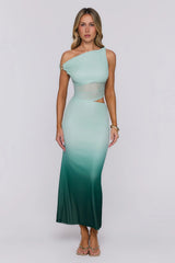Dreamscape Delight Ombre Off Shoulder Maxi Dress Green