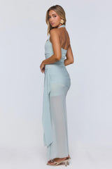 Elevated Intention Mesh Halter Maxi Dress Sage