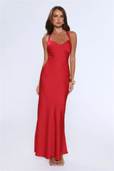 Spotlight Energy Satin Maxi Dress Red