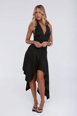 Glowberry Halter Midi Dress Black