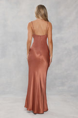 The Isabeau Satin Maxi Dress Bronze