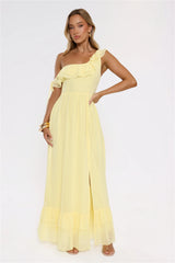 Diamond Horizon Off Shoulder Maxi Dress Lemon