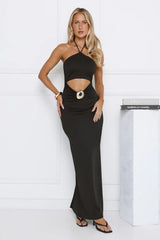 Evening Standards Halter Maxi Dress Black